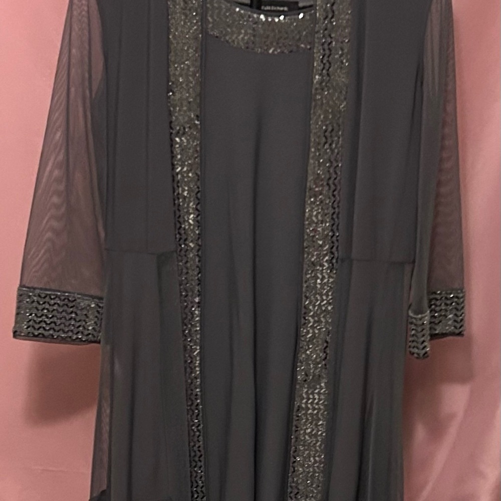 R&M Richards Charcoal Grey Jacket Dress Size 12